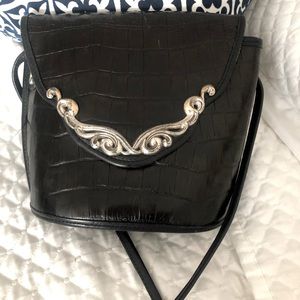 Brighton black leather Bucket bag silver embellishment
